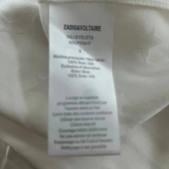 ZADIG & VOLTAIRE White Grommet Star Blouse S - Picture 2 of 6